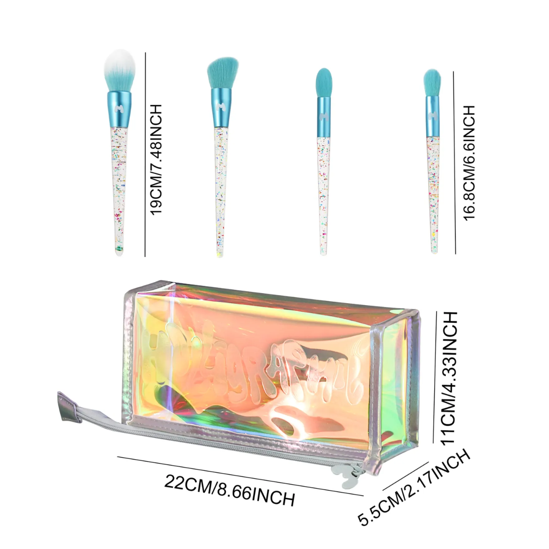 Holligraphic Prism 'n' Proper 4 Piece Face Brush Set & Bag