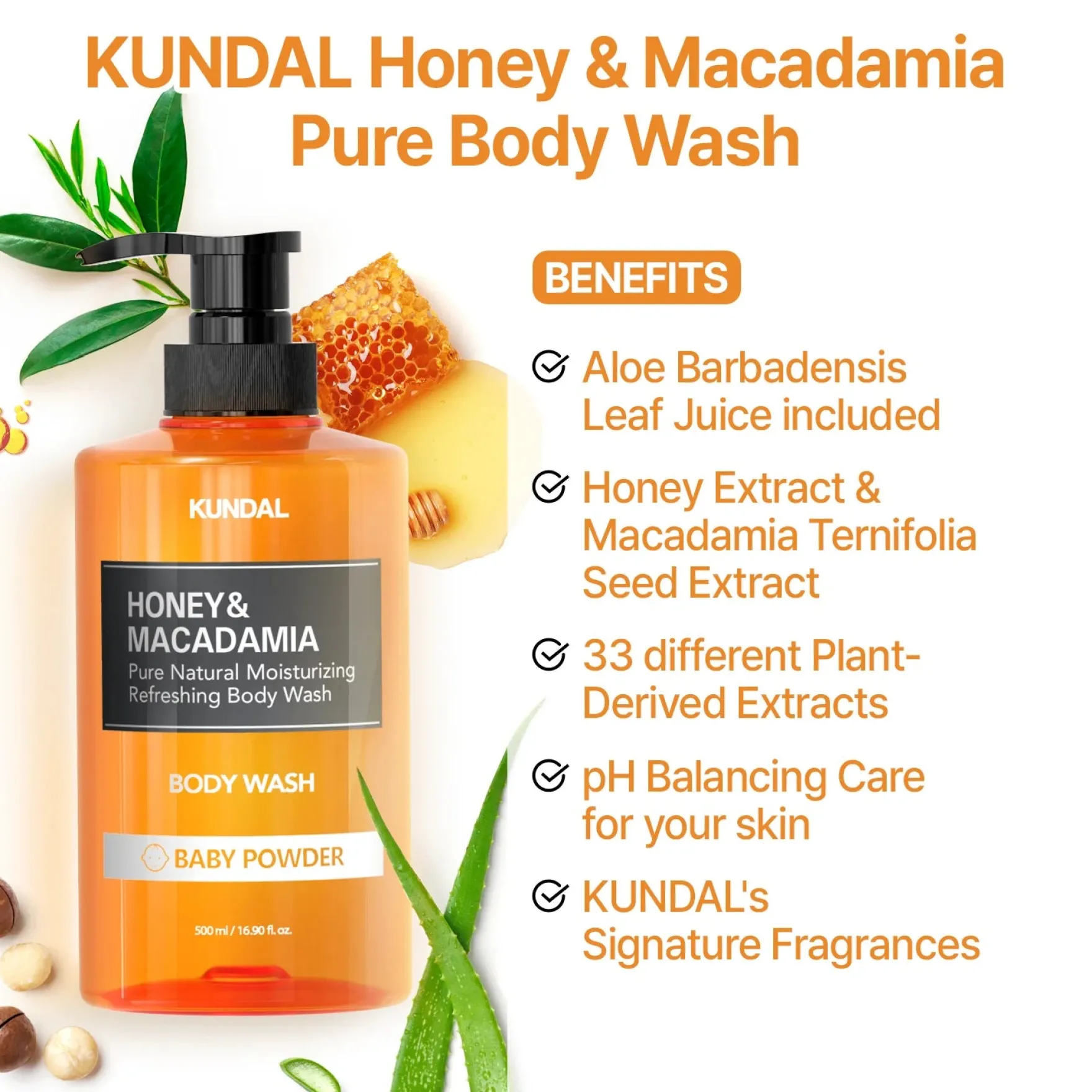 Honey & Macadamia Pure Body Wash Amber Vanilla