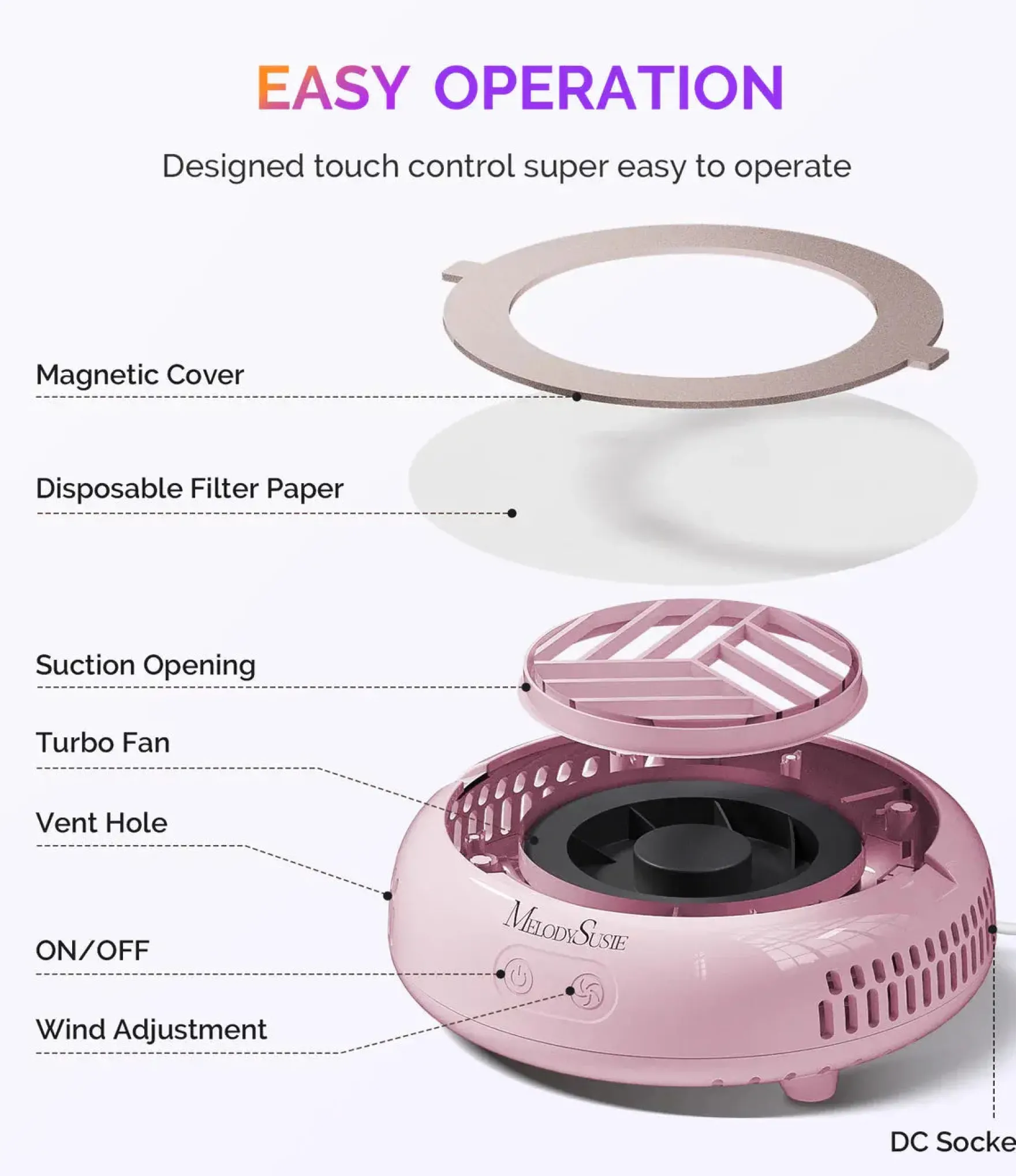 HProA Nail Dust Collector Pink