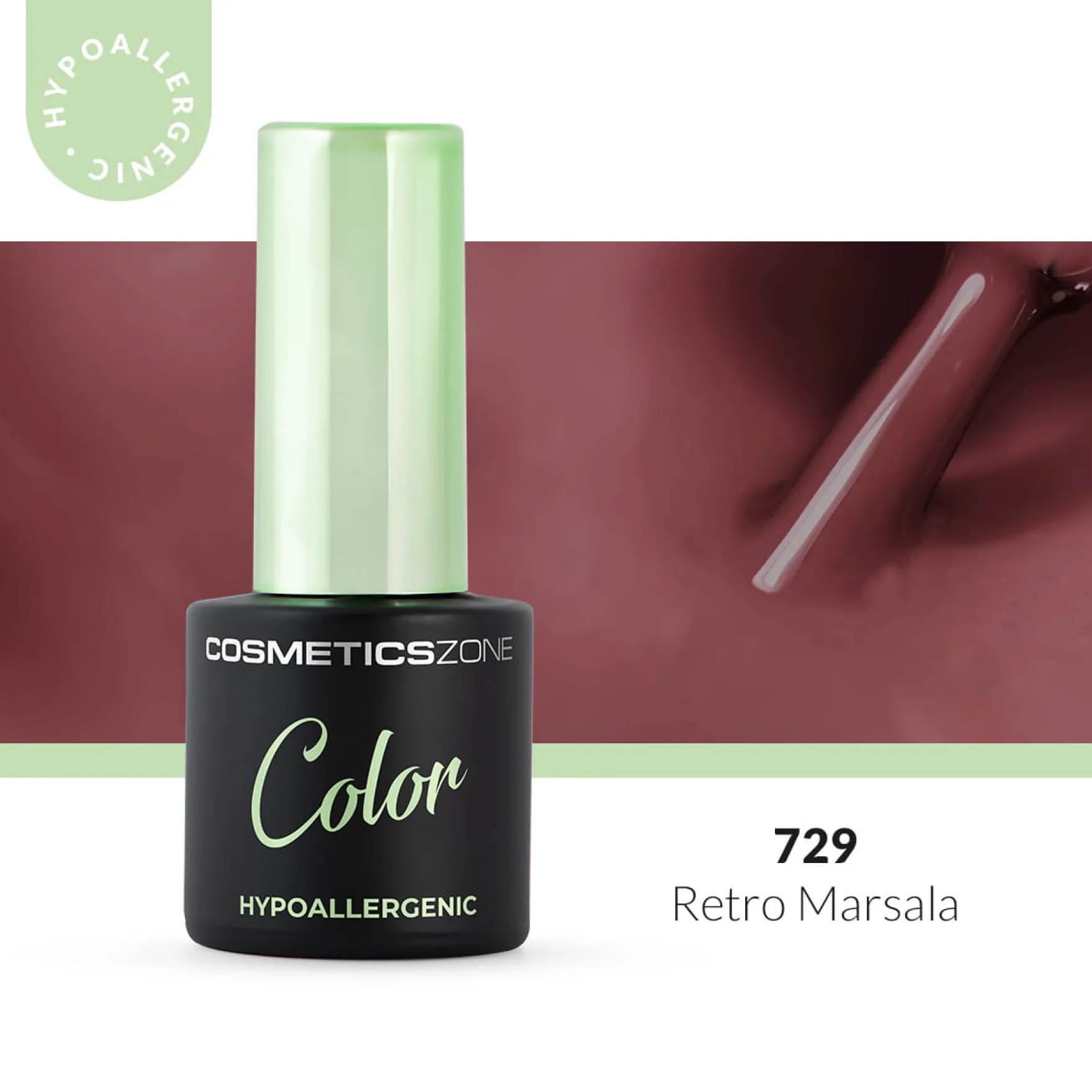 Hypoallergenic Hybrid UV/LED Gel Polish Retro Marsala 729