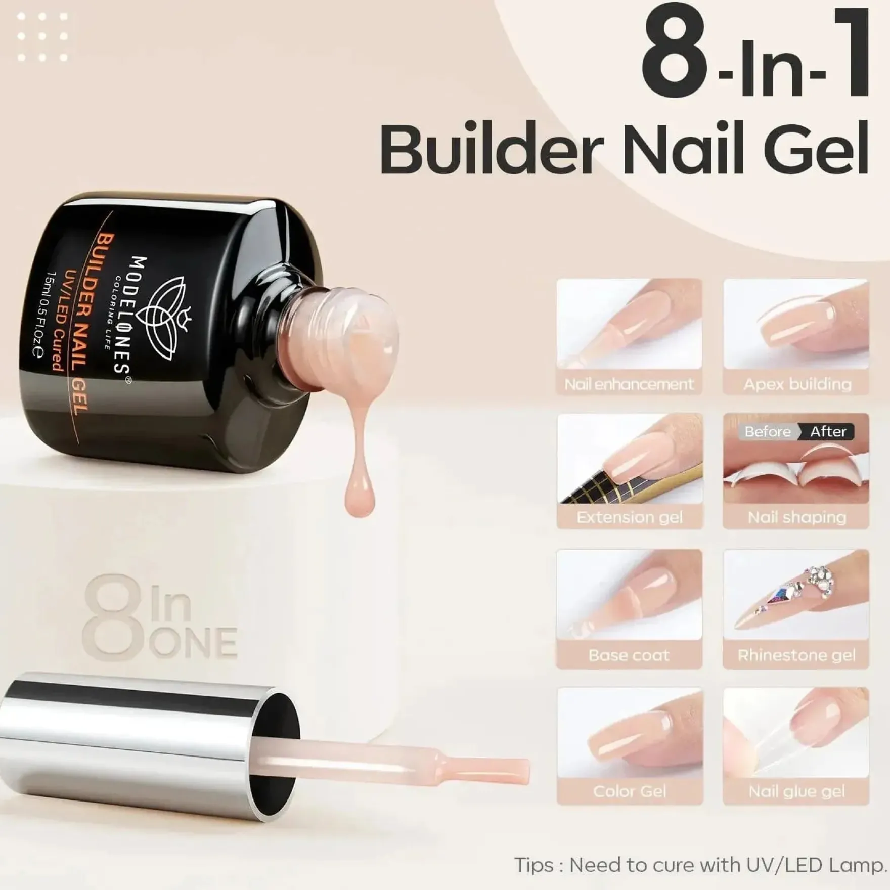 8-in-1 Builder Nail Gel Nude Brown
