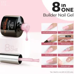 8-in-1 Builder Nail Gel Nude Pink Glitter