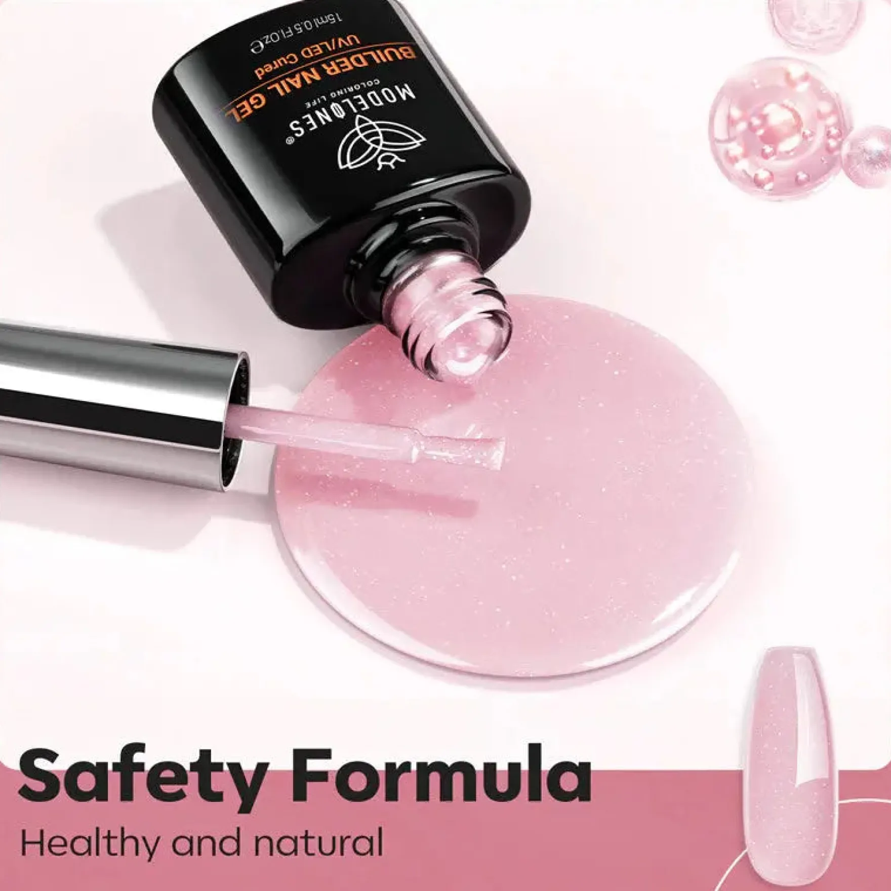 8-in-1 Builder Nail Gel Nude Pink Glitter
