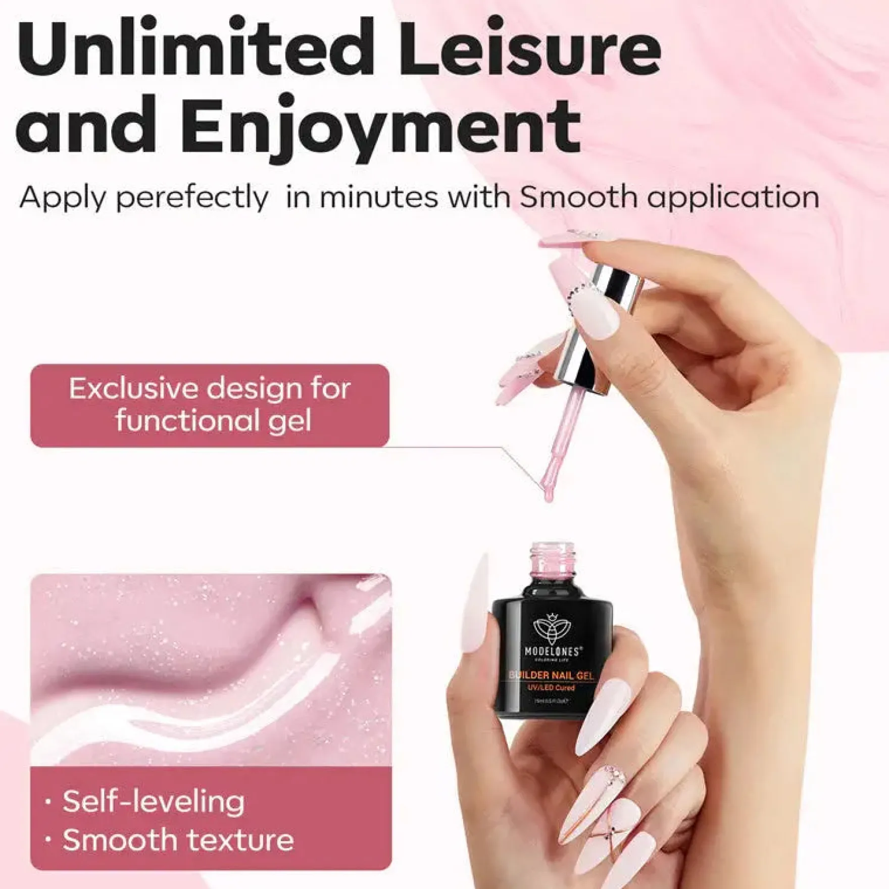 8-in-1 Builder Nail Gel Nude Pink Glitter