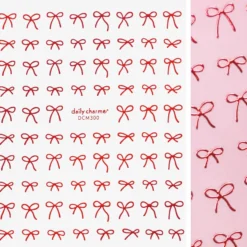 Kawaii Nail Art Sticker Coquette Bows Metallic Red