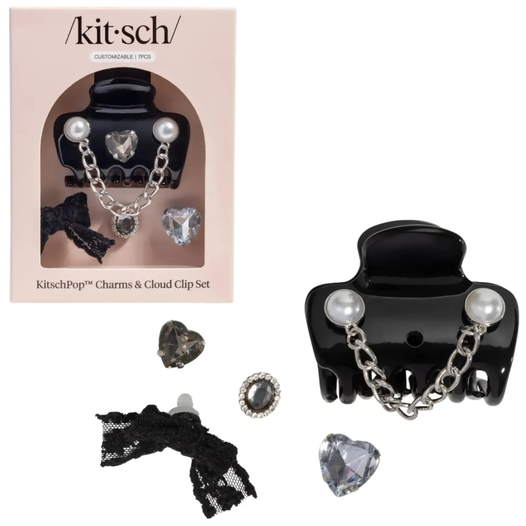 KitschPop Charms & Cloud Clip Set Vintage Black