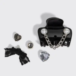 KitschPop Charms & Cloud Clip Set Vintage Black