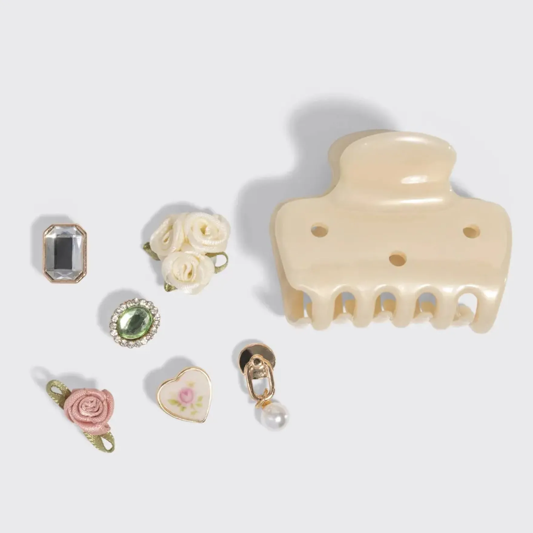 KitschPop Charms & Cloud Clip Set Pearlized Cream