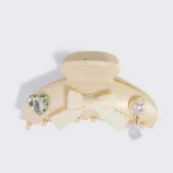 KitschPop Charms & Curved Claw Clip Set Pearlized Cream