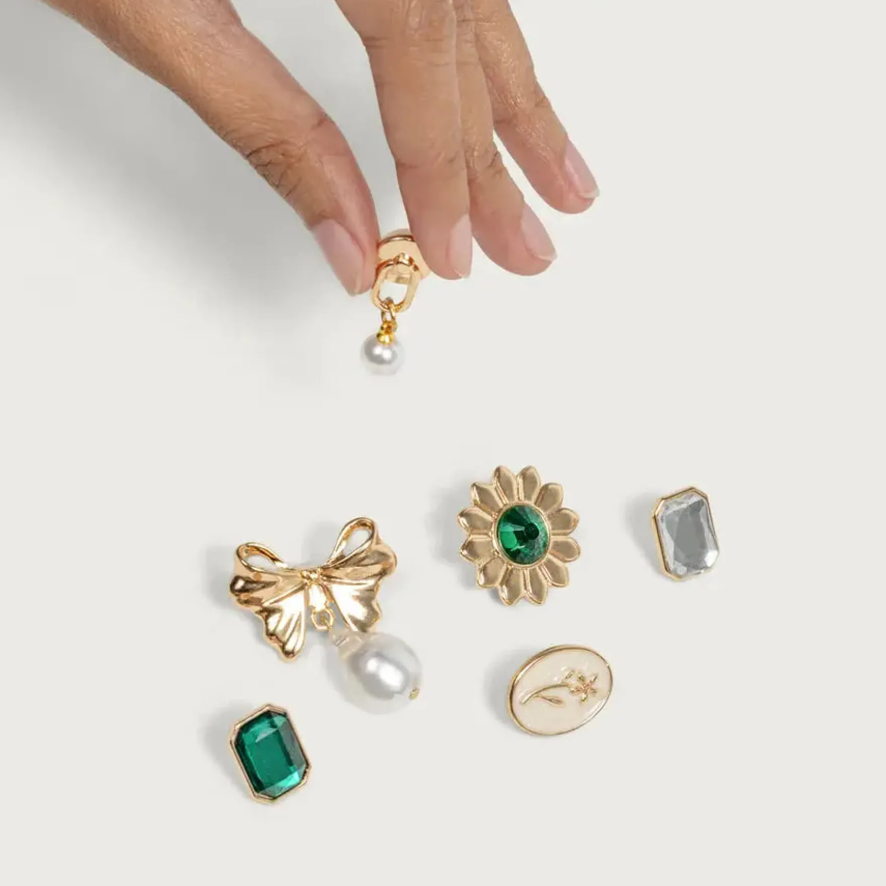 Kitschpop Charms 6pc Set Vintage Emerald
