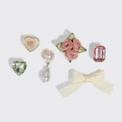 Kitschpop Charms 6pc Set Vintage Pink