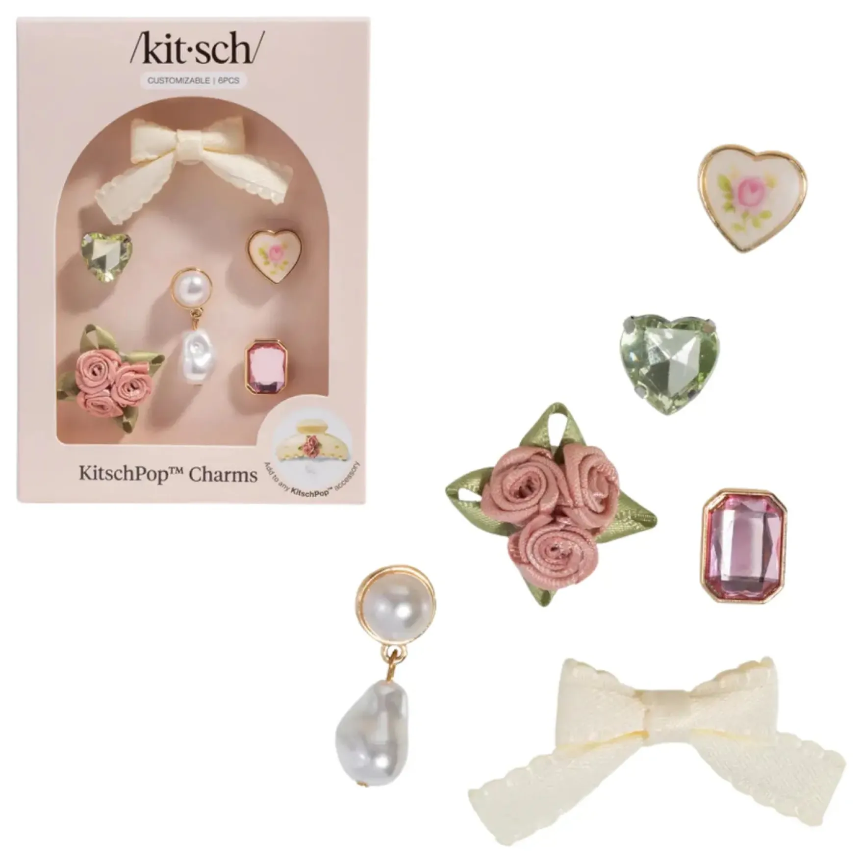 Kitschpop Charms 6pc Set Vintage Pink
