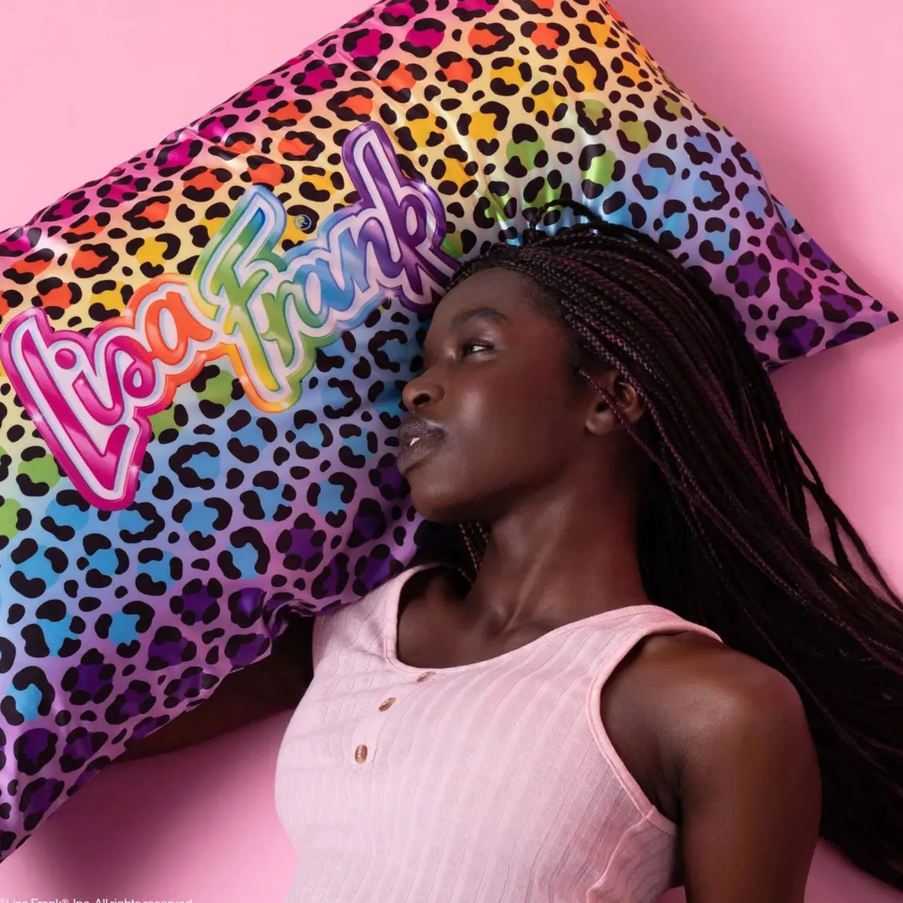 Lisa Frank Satin Pillowcase Rainbow Leopard King