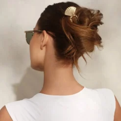 Metal Clam Shell French Hair Pin Gold