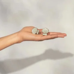 Metal Clam Shell Hair Clip 2pc Set Gold & Pearlized Cream