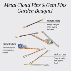 Metal Cloud & Gem Pins Set Garden Bouquet