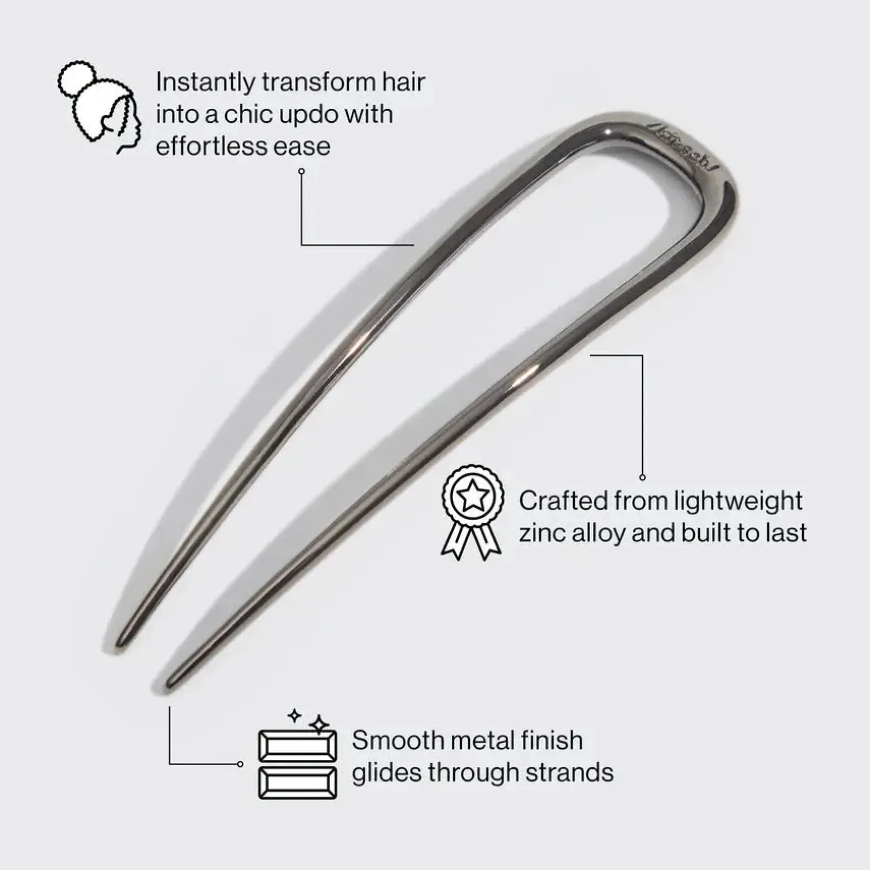 Metal French Hair Pin Hematite
