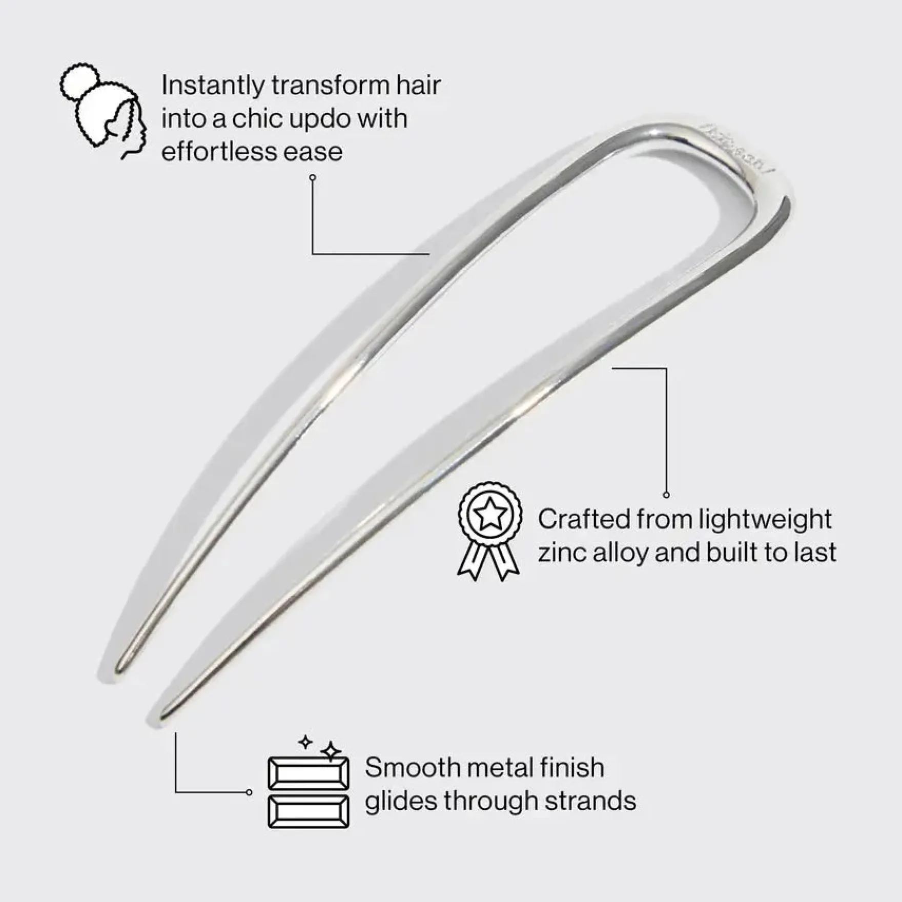 Metal French Hair Pin Silver