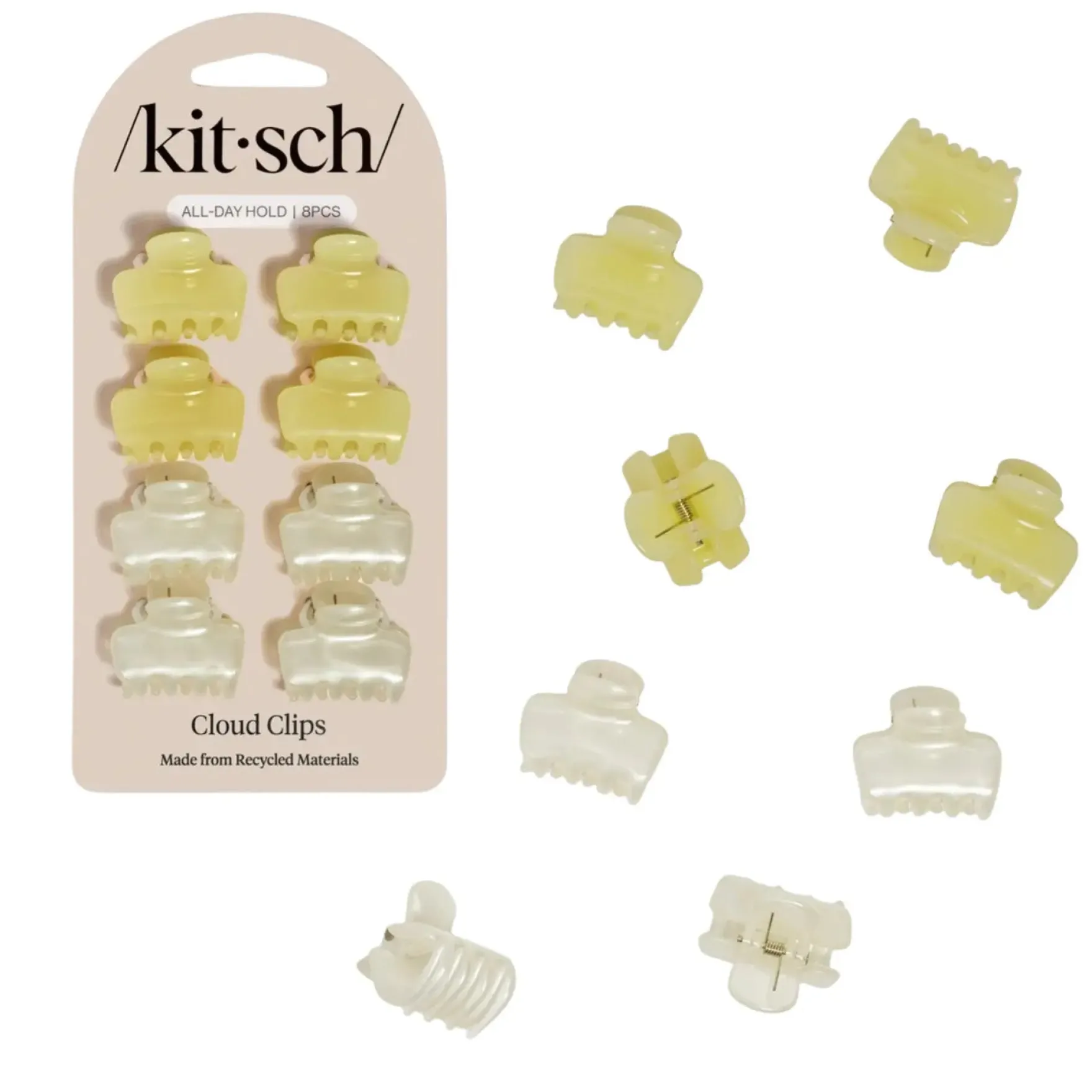 Mini Jelly Cloud Clips 8pc Set Pearlized Cream & Butter Yellow
