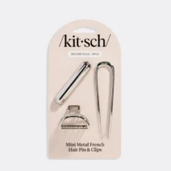 Mini Metal French Hair Pin & Clips Set Silver