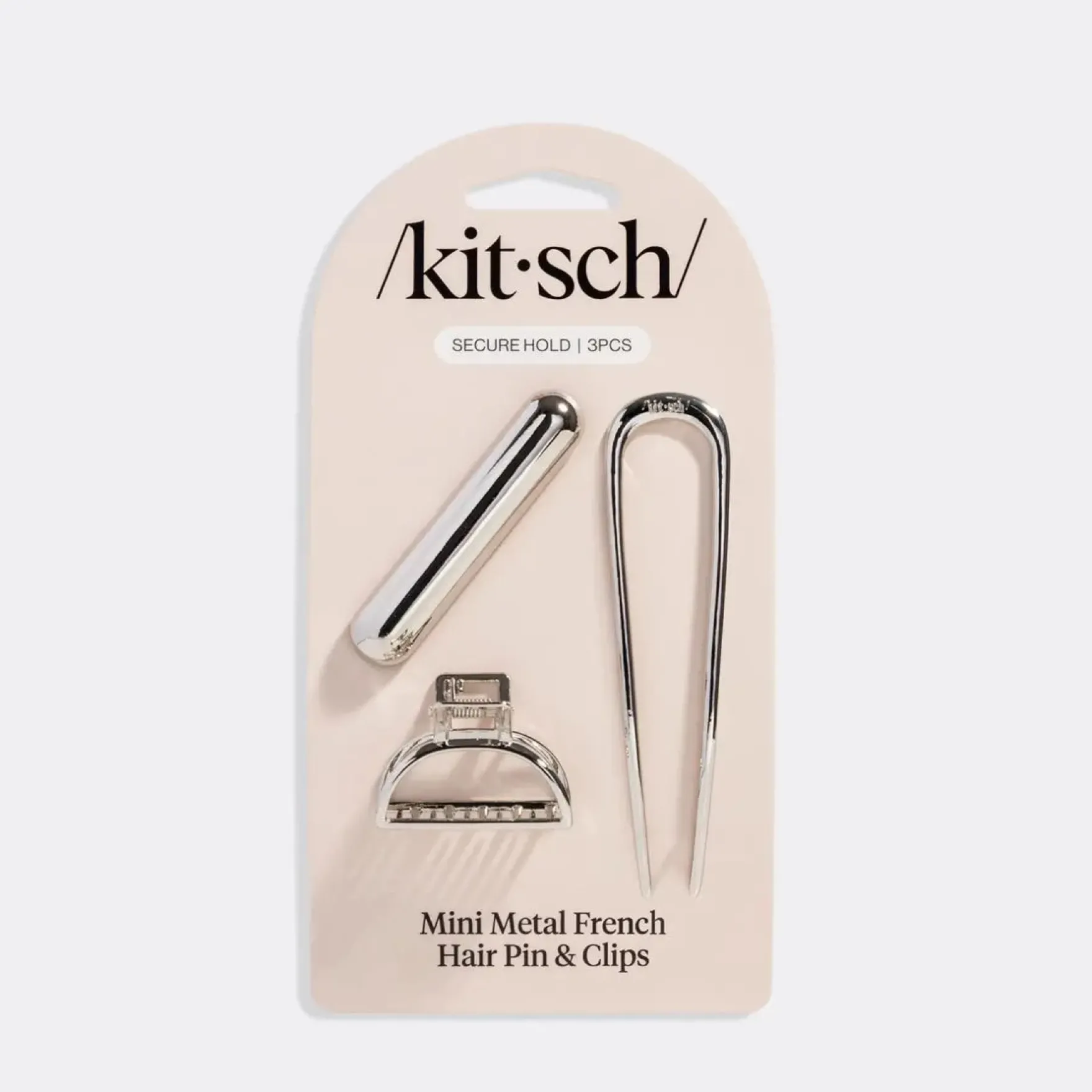 Mini Metal French Hair Pin & Clips Set Silver