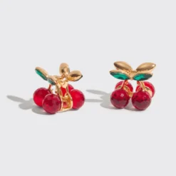 Mini Rhinestone Claw Clips 2pc Set Cherry