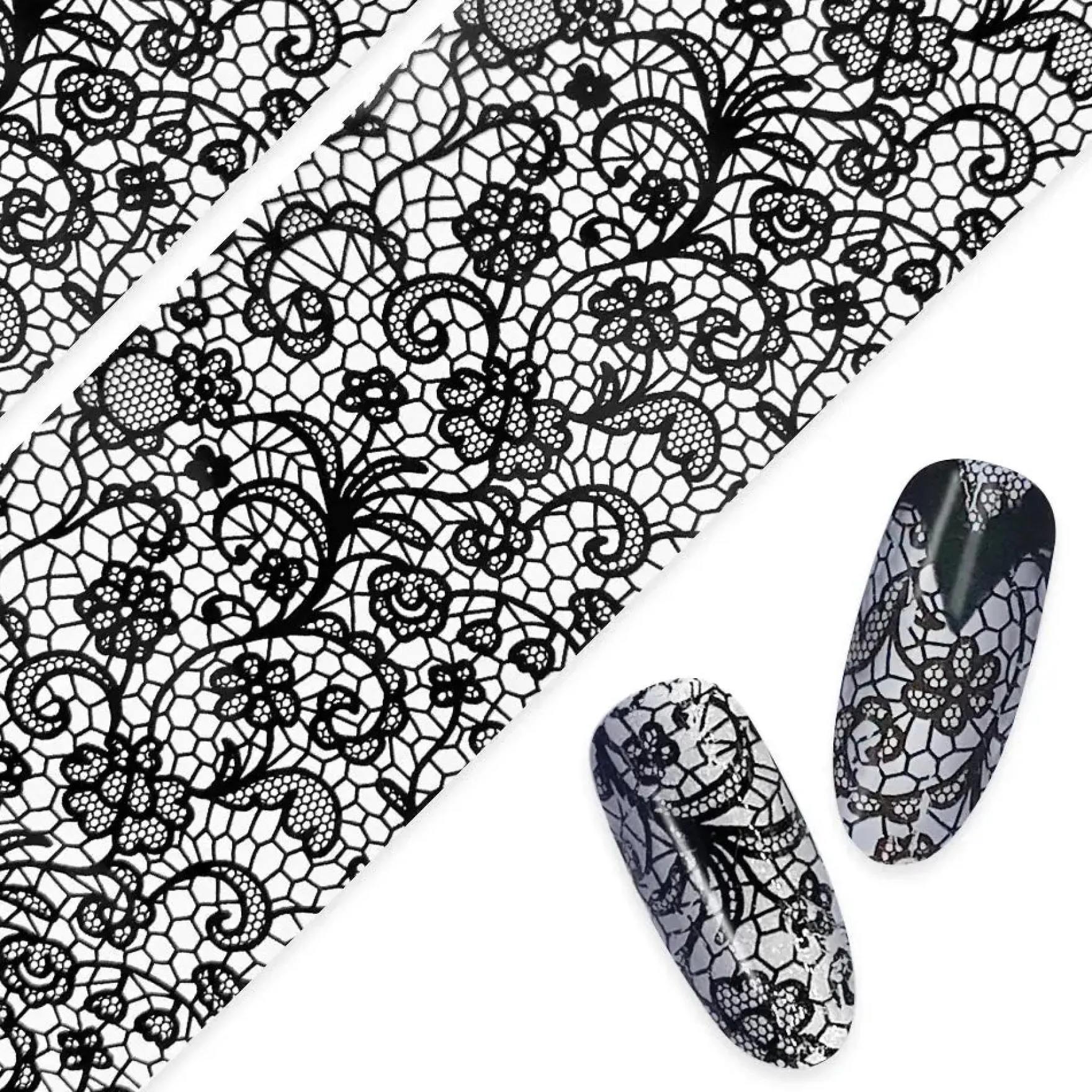 Nail Art Foil Paper Ornate Lace Black