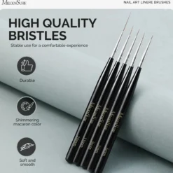 Nail Art Liner Brushes Black 5Pcs
