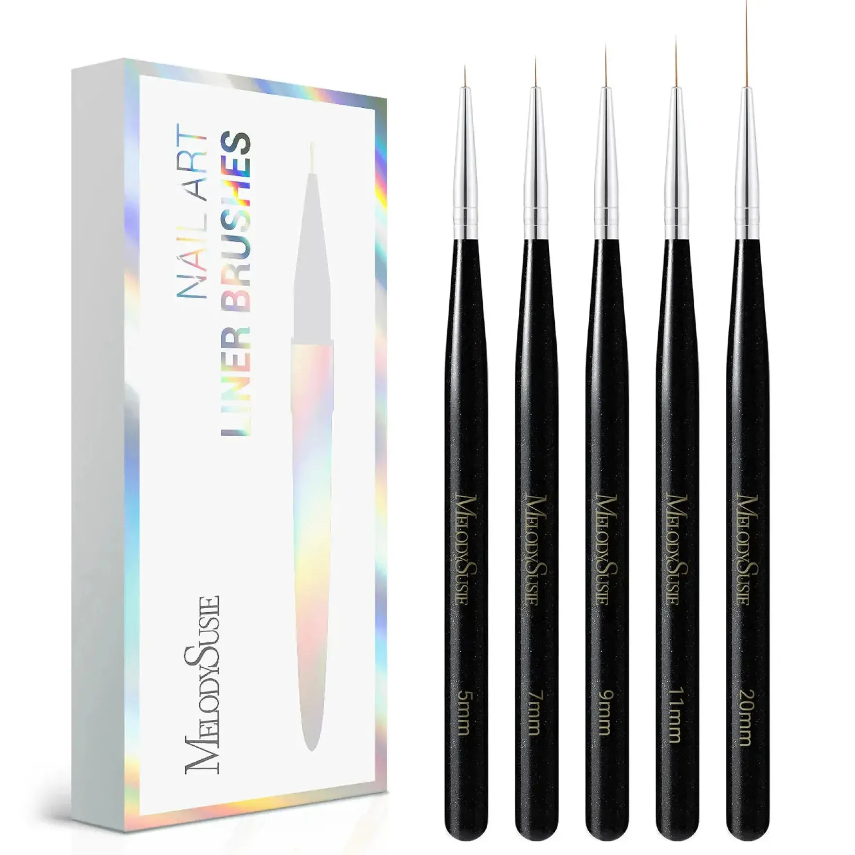 Nail Art Liner Brushes Black 5Pcs