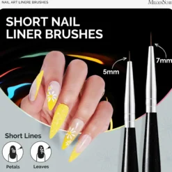 Nail Art Liner Brushes Black 5Pcs