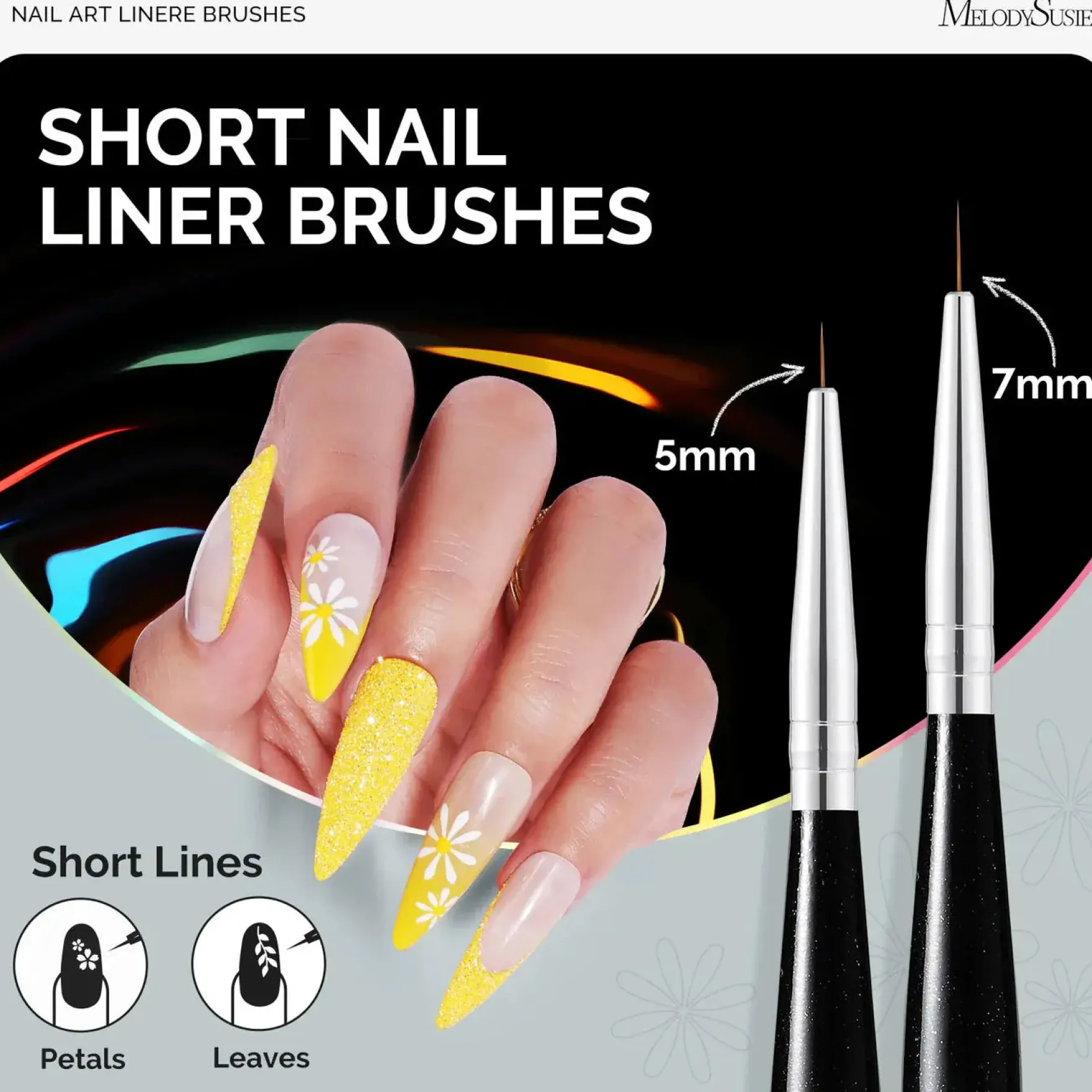 Nail Art Liner Brushes Black 5Pcs