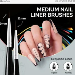 Nail Art Liner Brushes Black 5Pcs