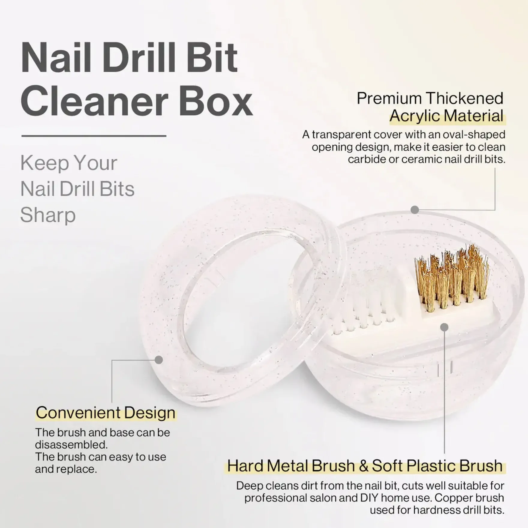 Nail Drill Bits Cleaner Box