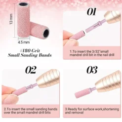 Nail Drill Bits Small Sanding Bands 240 Grit 50 Pcs