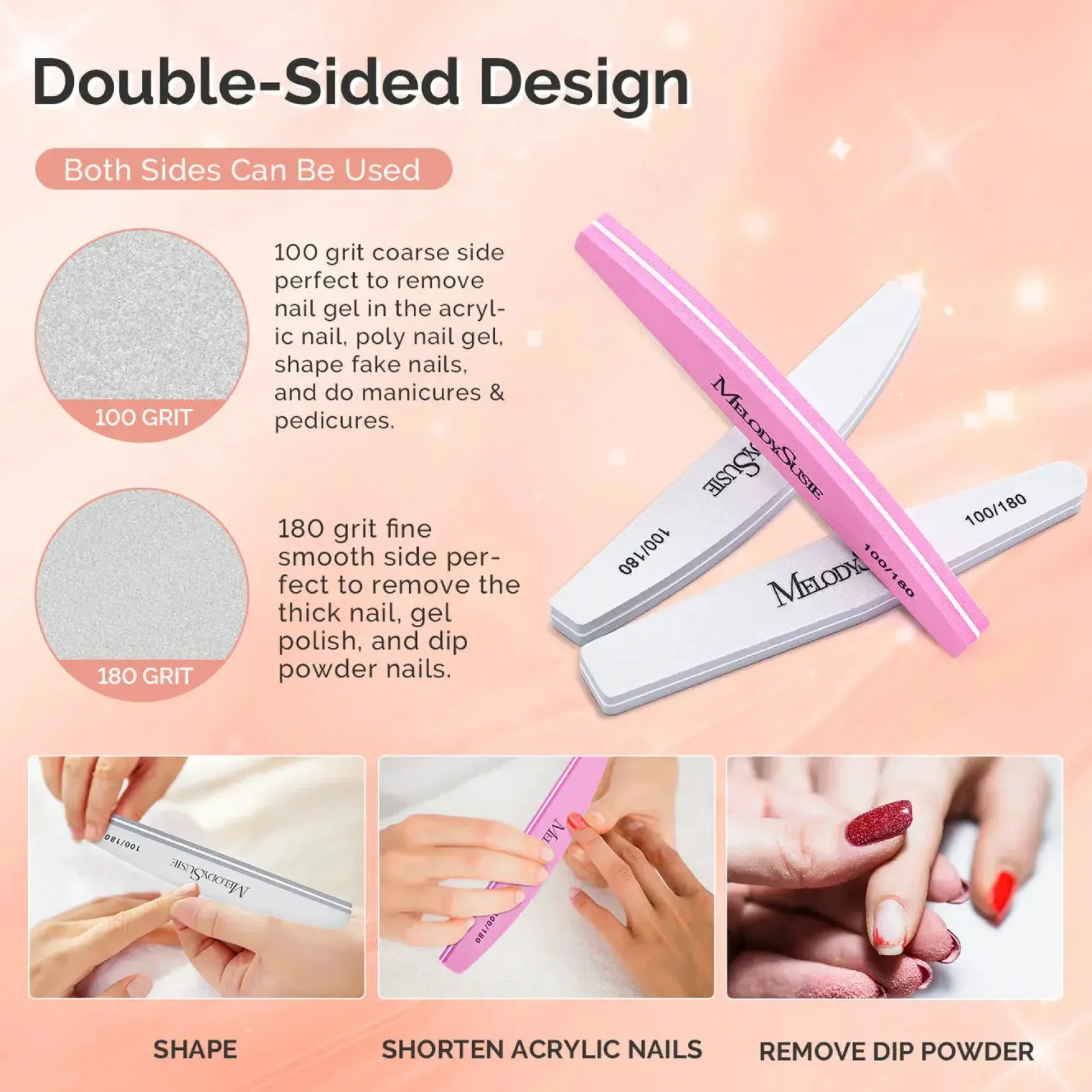 Nail Files and Buffers Set 100/180 Grit 9Pcs