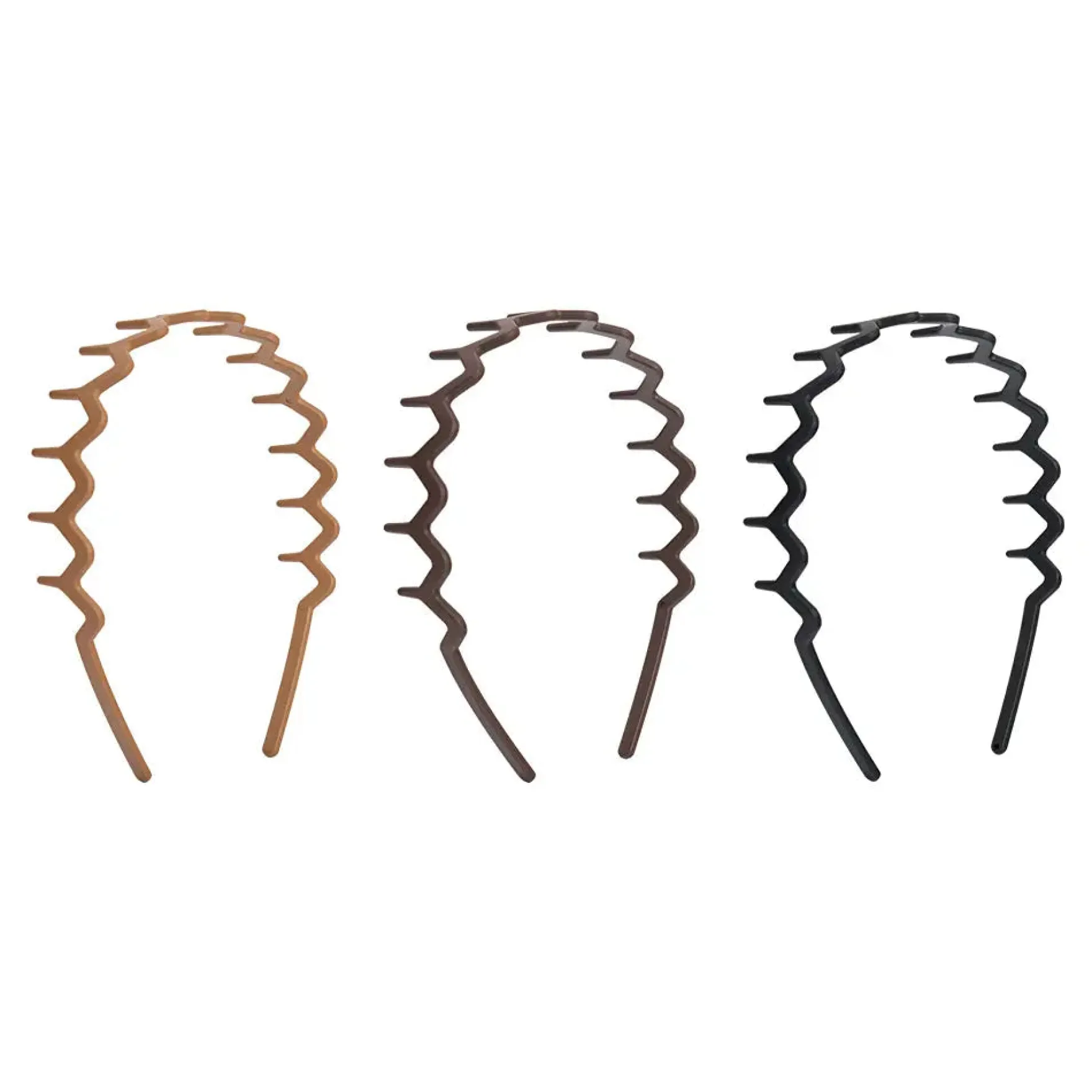 Neutral Zig Zag Headbands Set Matte