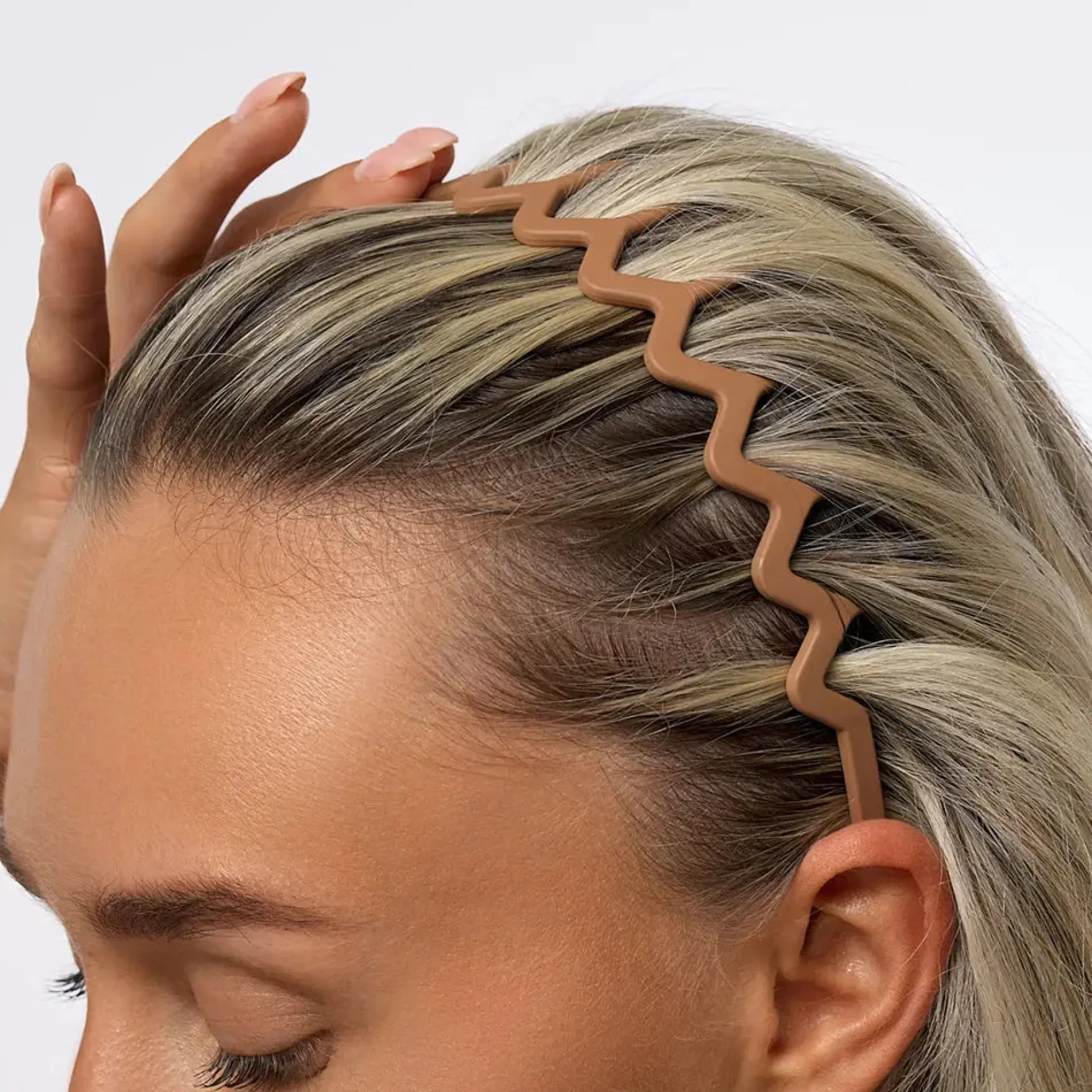Neutral Zig Zag Headbands Set Matte
