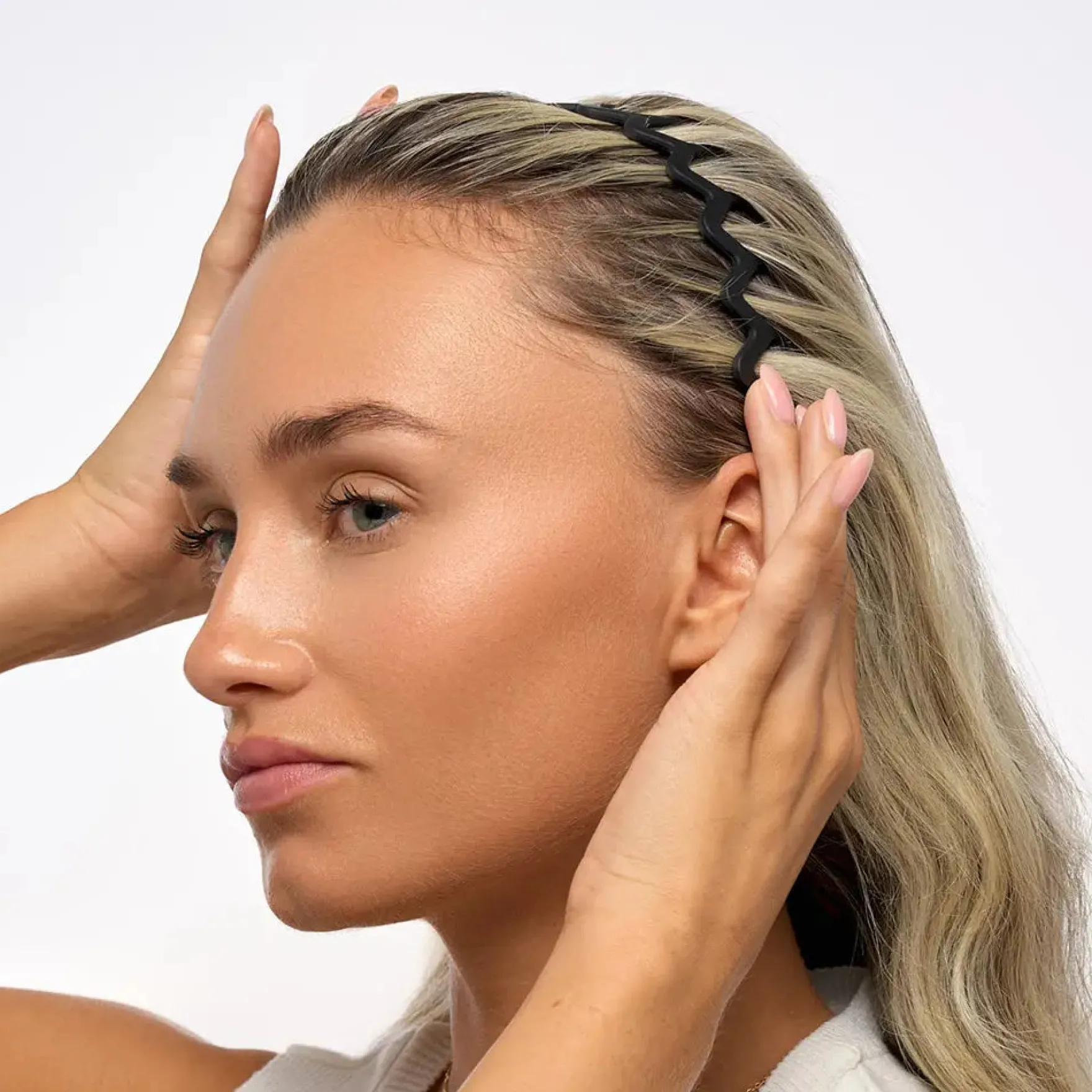 Neutral Zig Zag Headbands Set Matte