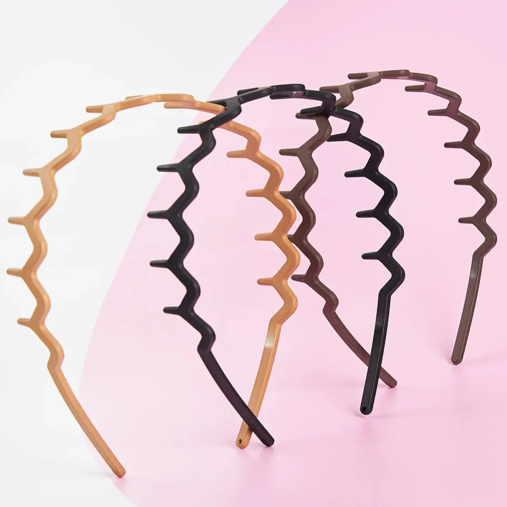 Neutral Zig Zag Headbands Set Matte