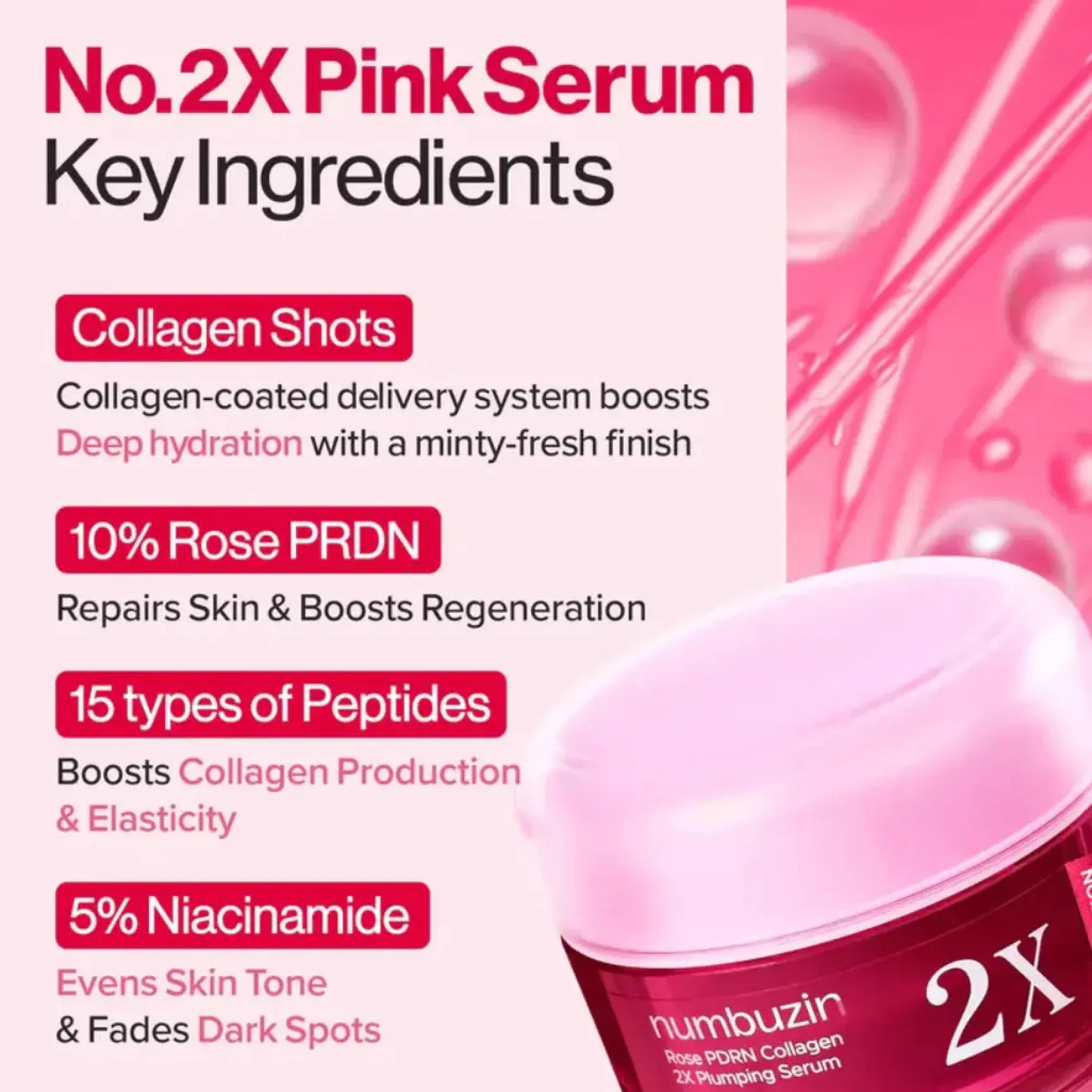 No.2 Rose PDRN Collagen 2X Plumping Serum