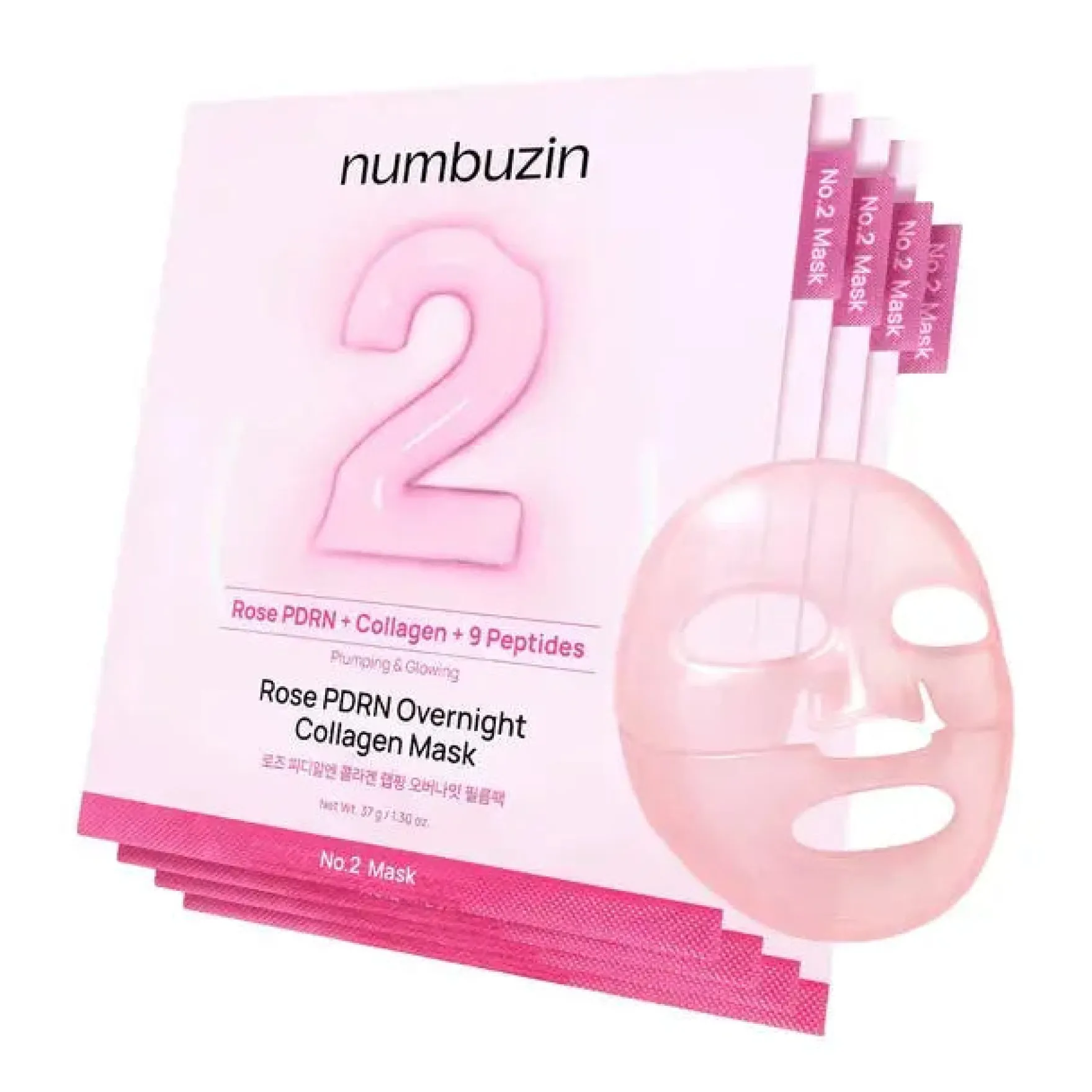 No.2 Rose PDRN Overnight Collagen Mask 4-Pack