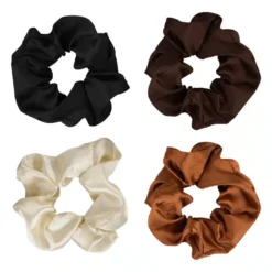 Nude Satin Scrunchies Set