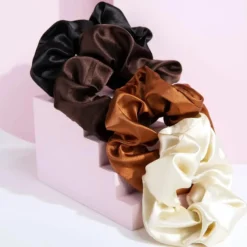 Nude Satin Scrunchies Set