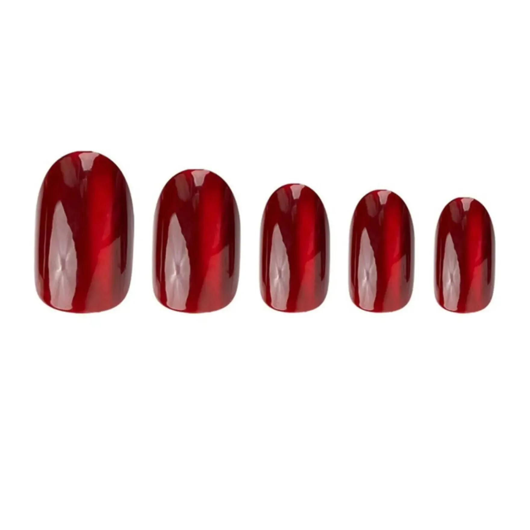 Oval Cherry Kiss Cat Eye Nails