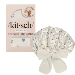 Oversized Satin Bonnet Pearlized Cream & Coastal Blue