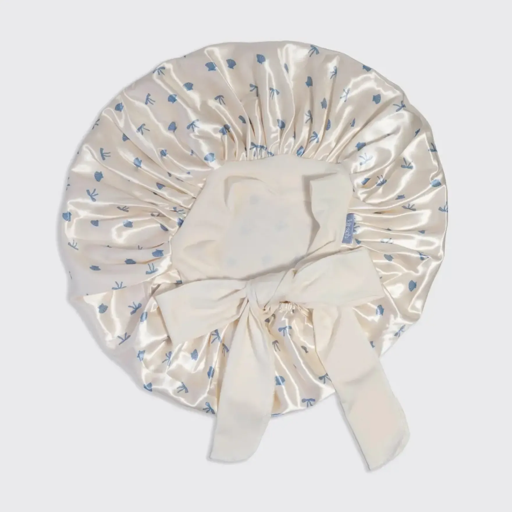 Oversized Satin Bonnet Pearlized Cream & Coastal Blue
