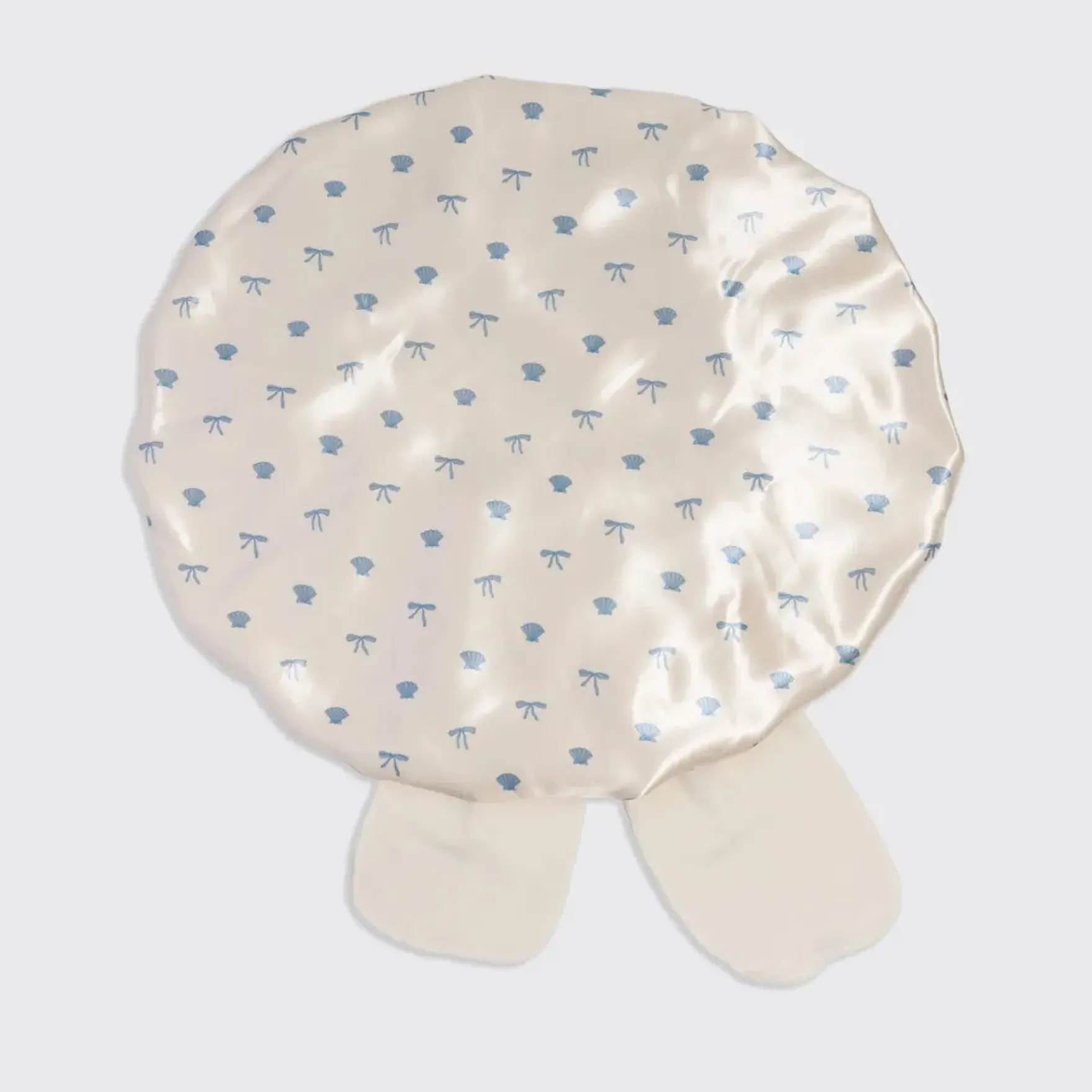 Oversized Satin Bonnet Pearlized Cream & Coastal Blue