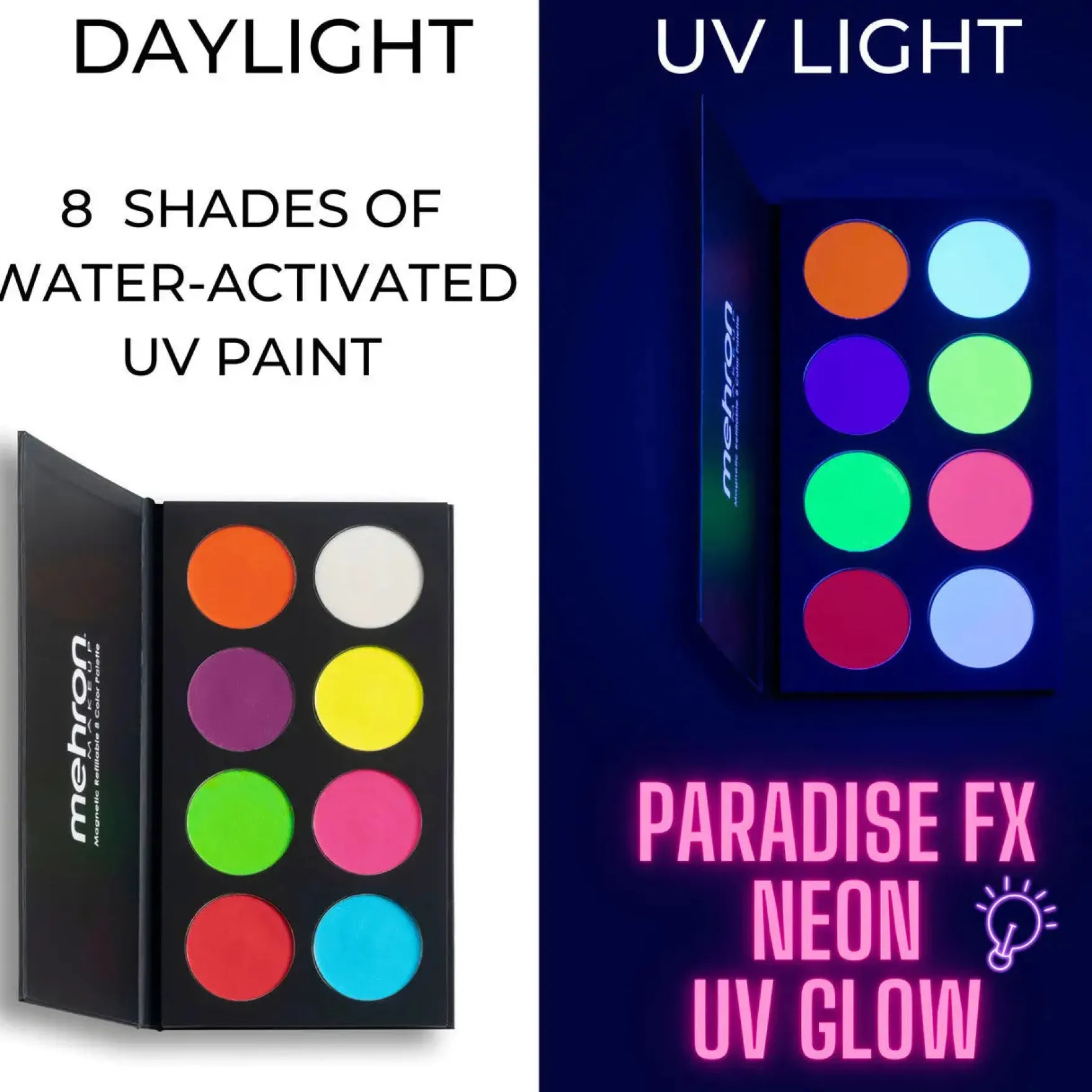 Paradise FX 8 Color Magnetic Palette Neon UV Glow