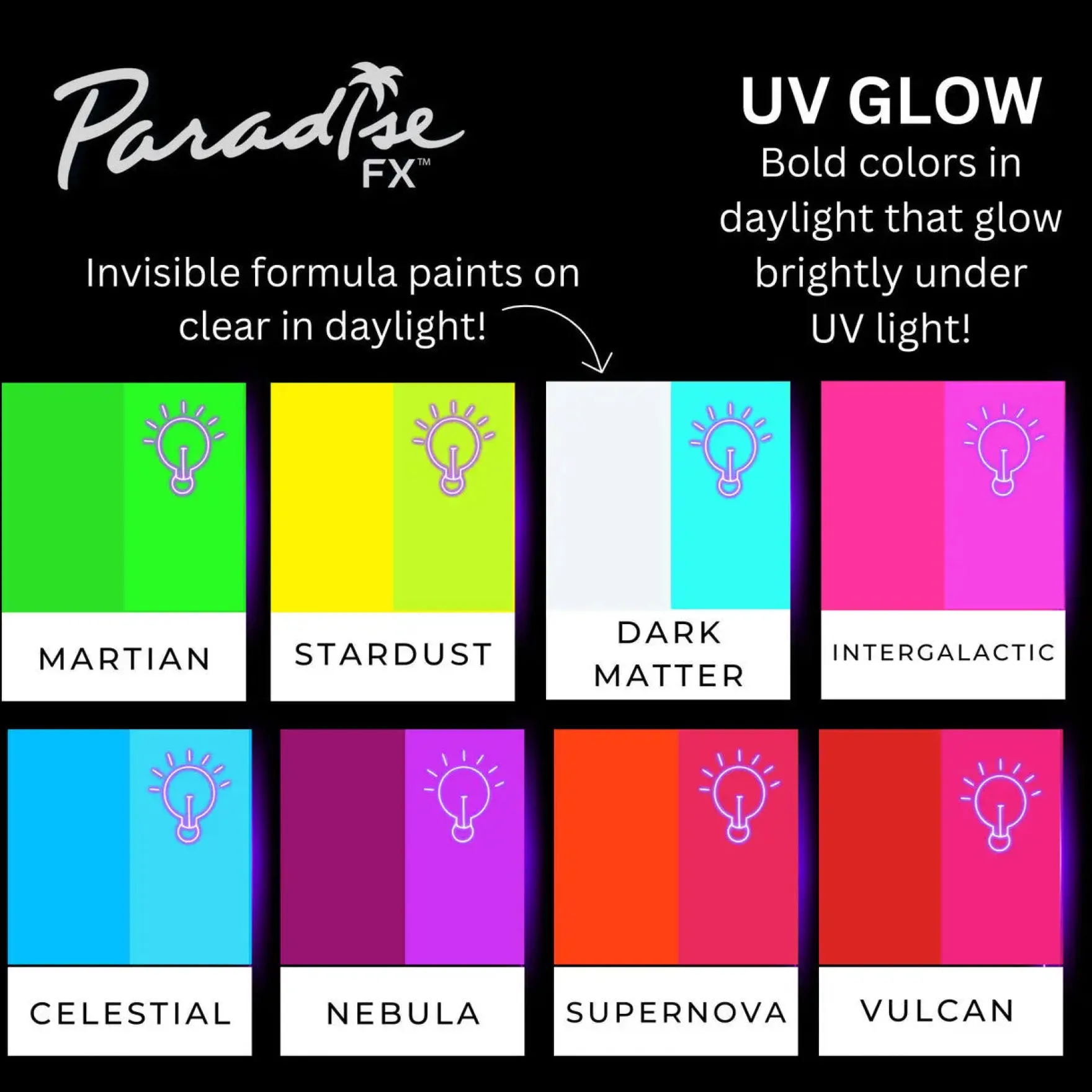 Paradise FX 8 Color Magnetic Palette Neon UV Glow
