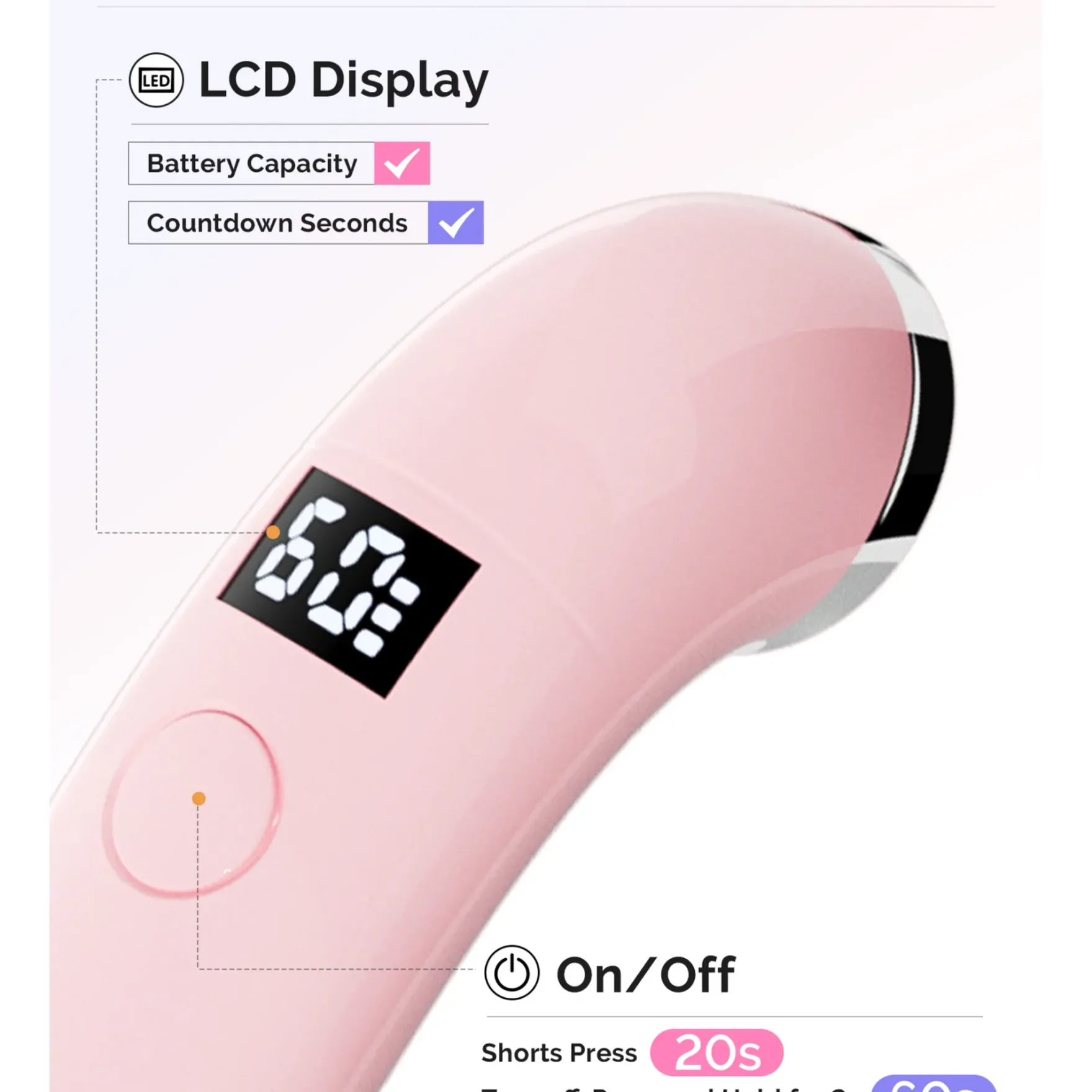 P-ART01A Rechargeable LED/UV Nail Lamp Pink